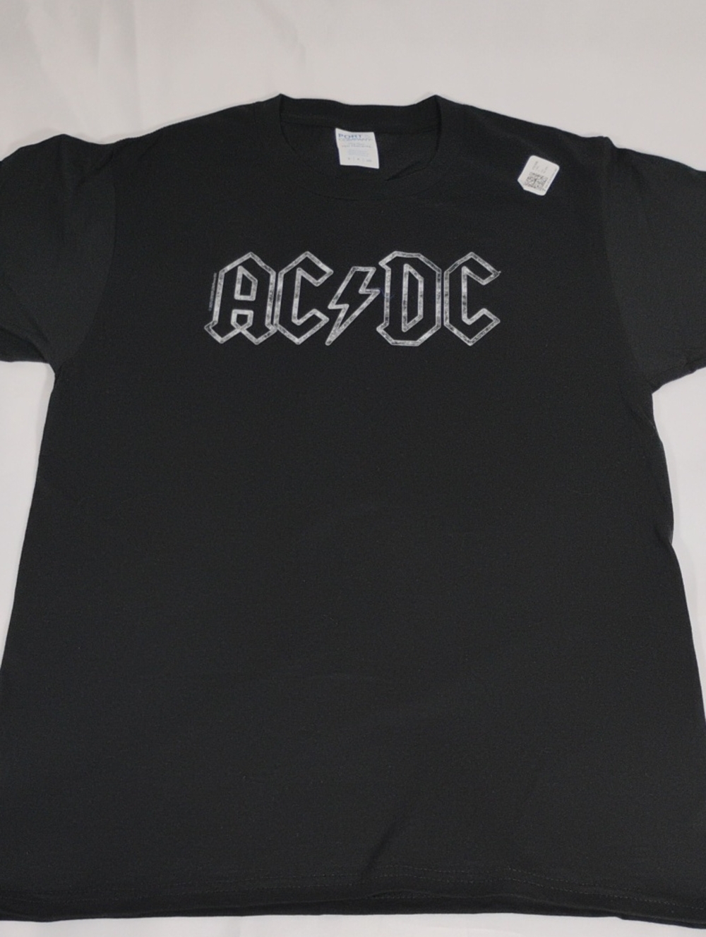 AC/DC Black T-Shirt with Silver Logo - Men's Short Sleeve